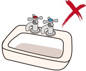 圖四： 切勿將花灑儲水式電熱水器的出水喉管接駁至洗盆或浴缸，以免熱水器的水缸因壓力過大而爆炸