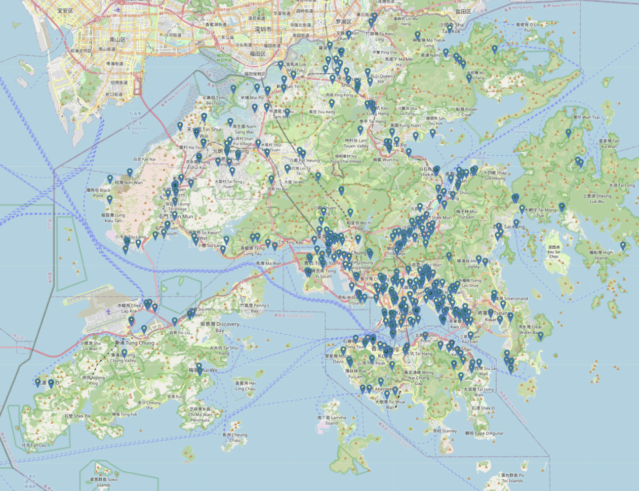 Over 500 GWIN gateways are widely distributed across various districts in Hong Kong.