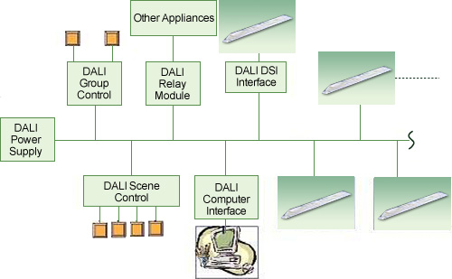 Typical DALI lighting control system