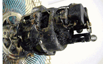 The inner parts of the fan were burnt