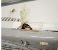 The fan guard was damaged