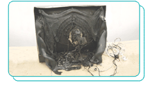 A CRT TV set was burnt