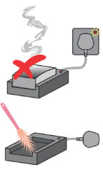 Do not connect the chargers / power supply units to a power supply for a prolonged period of time. Keep the chargers / power supply units clean to avoid accumulation of dust.