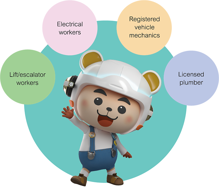 Continuing professional development schemes are available for such E&M trades: Lift/escalator workers, Electrical workers, Registered vehicle mechanics, Licensed plumber etc. Continuing professional development schemes are available for such E&M trades: Lift/escalator workers, Electrical workers, Registered vehicle mechanics, Licensed plumber etc.