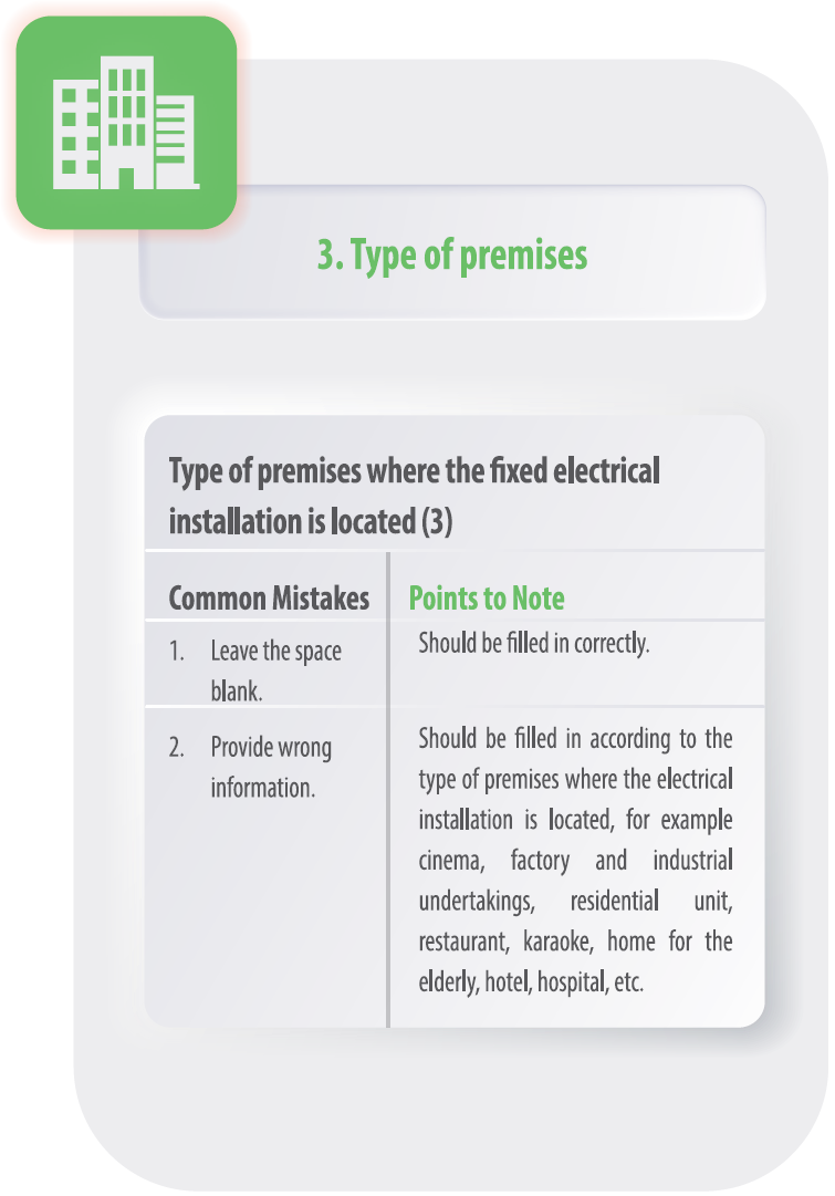 Mistakes commonly found - 3. Type of premises