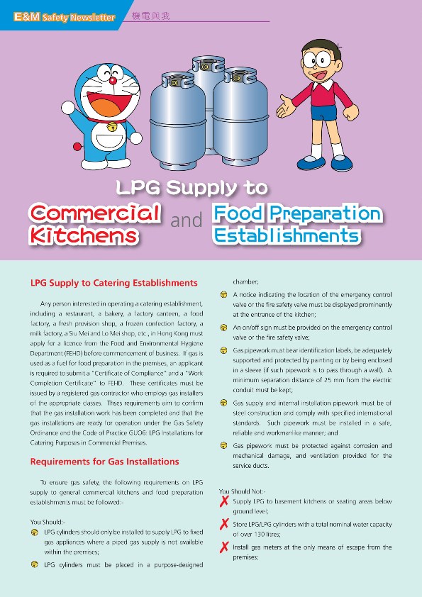 LPG Supply to Commerical Kitchens and Food Preparation Establishments