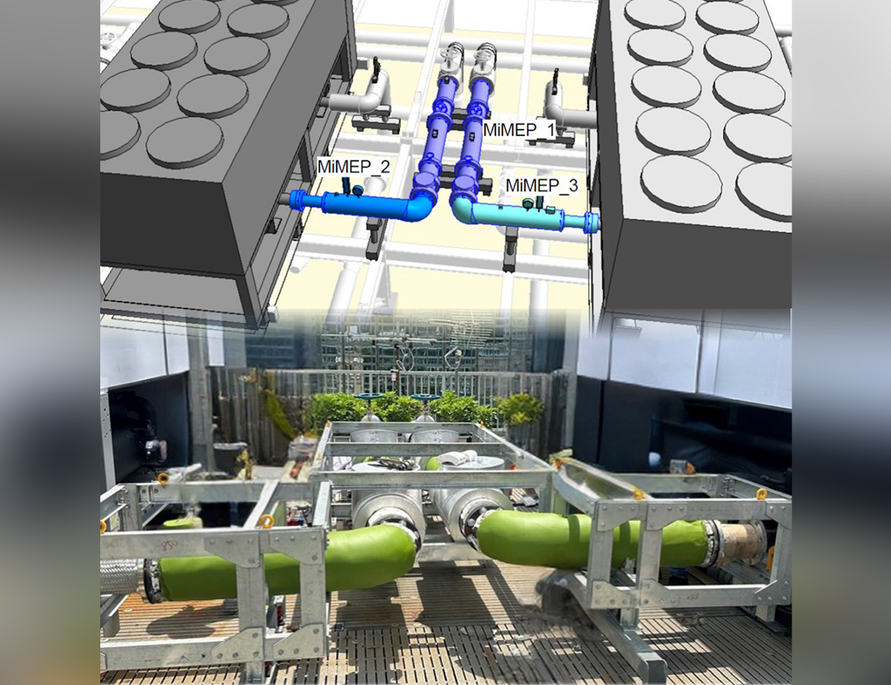 機電署應用MiMEP技術為律政中心更換製冷機組，透過把冷氣喉管模組化，大幅縮短現場安裝時間。