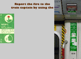 When a train is on fire, what should passengers do