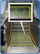 Be aware of the direction of the escalator or moving walkway before stepping on
