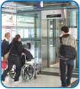 Use the lift if you are travelling with trolleys, baggage, bulky items or have a baby in a pushchair